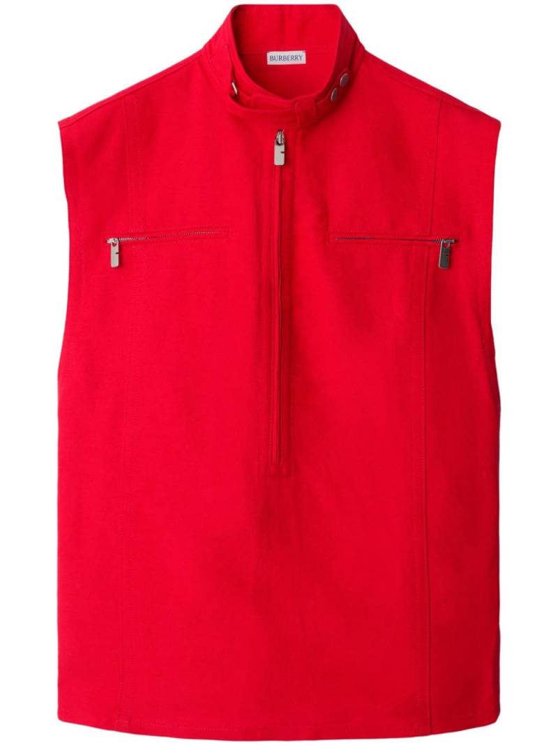 Burberry half-zip canvas tank top - Red von Burberry