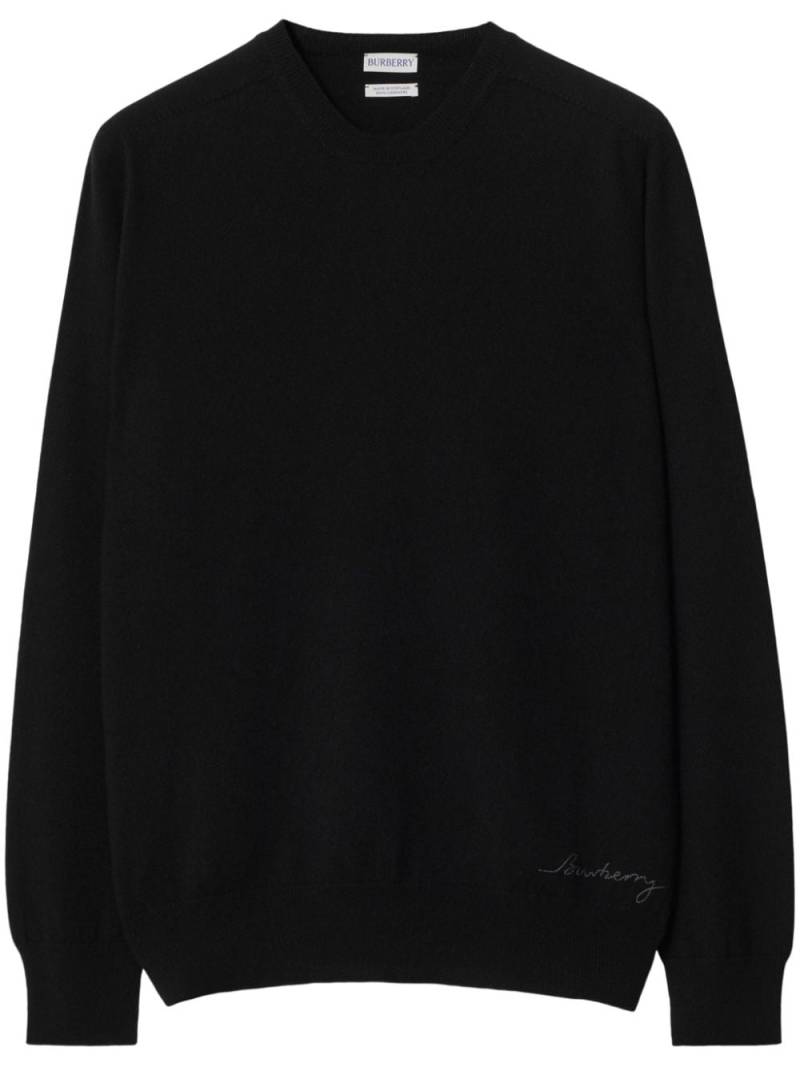 Burberry logo-embroidered cashmere jumper - Black von Burberry