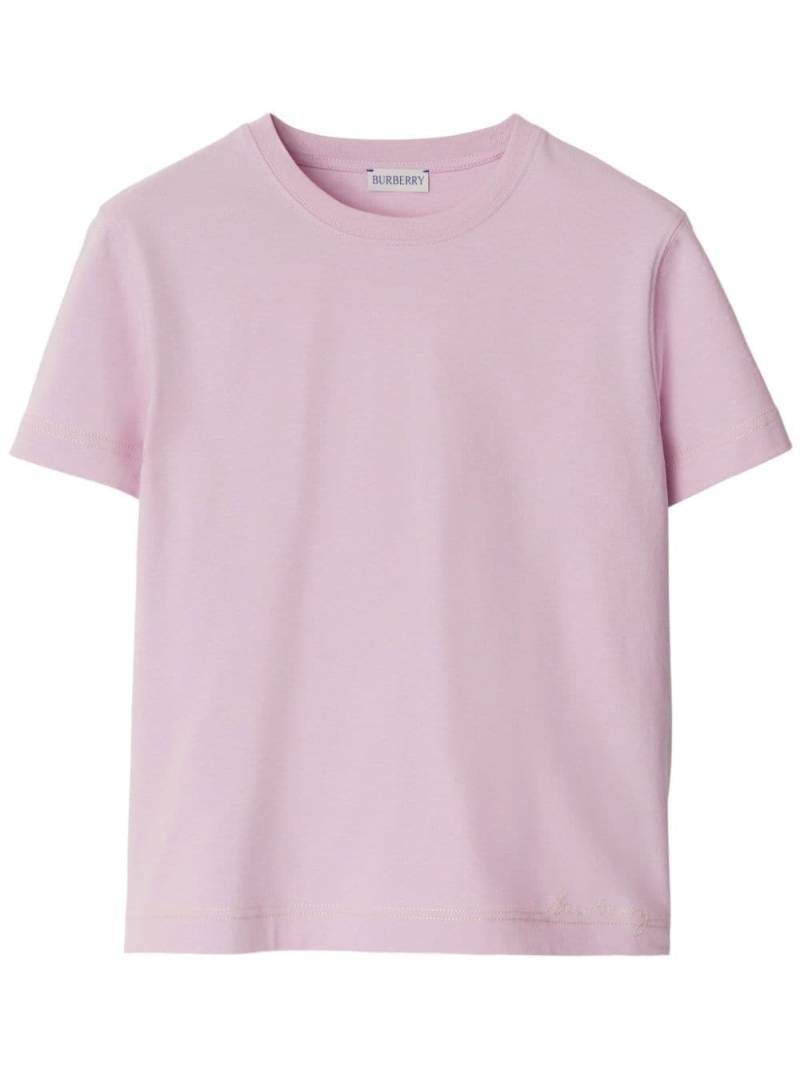 Burberry logo-embroidered cotton T-shirt - Pink von Burberry