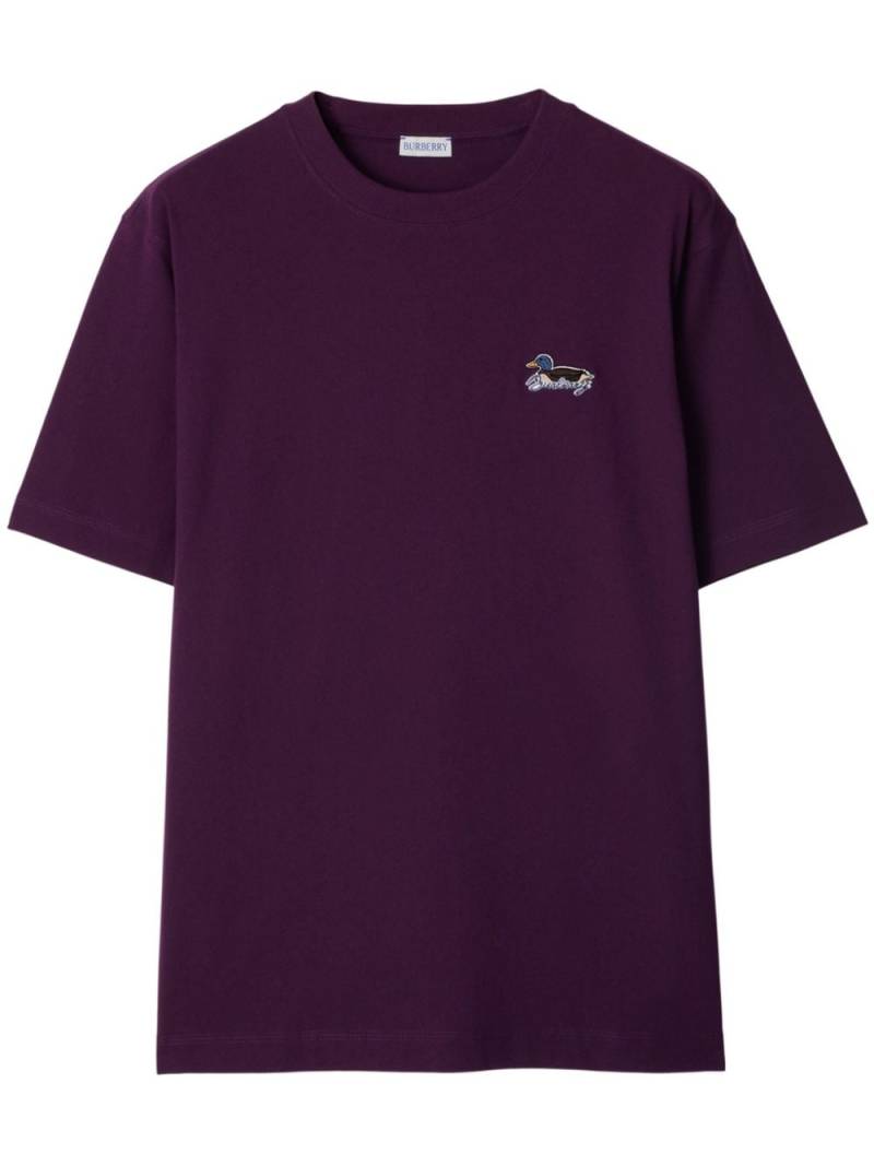 Burberry logo-embroidered cotton T-shirt - Purple von Burberry