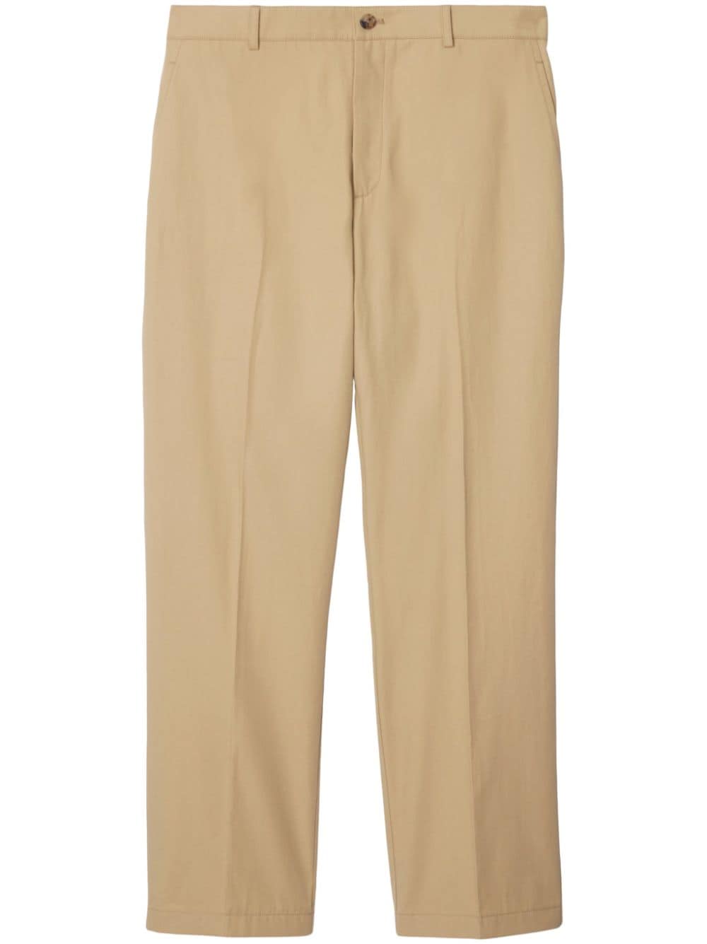 Burberry logo-embroidered cotton chino trousers - Neutrals von Burberry