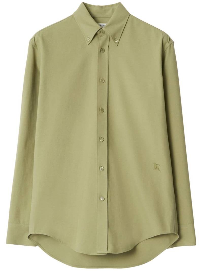 Burberry logo-embroidered cotton shirt - Green von Burberry