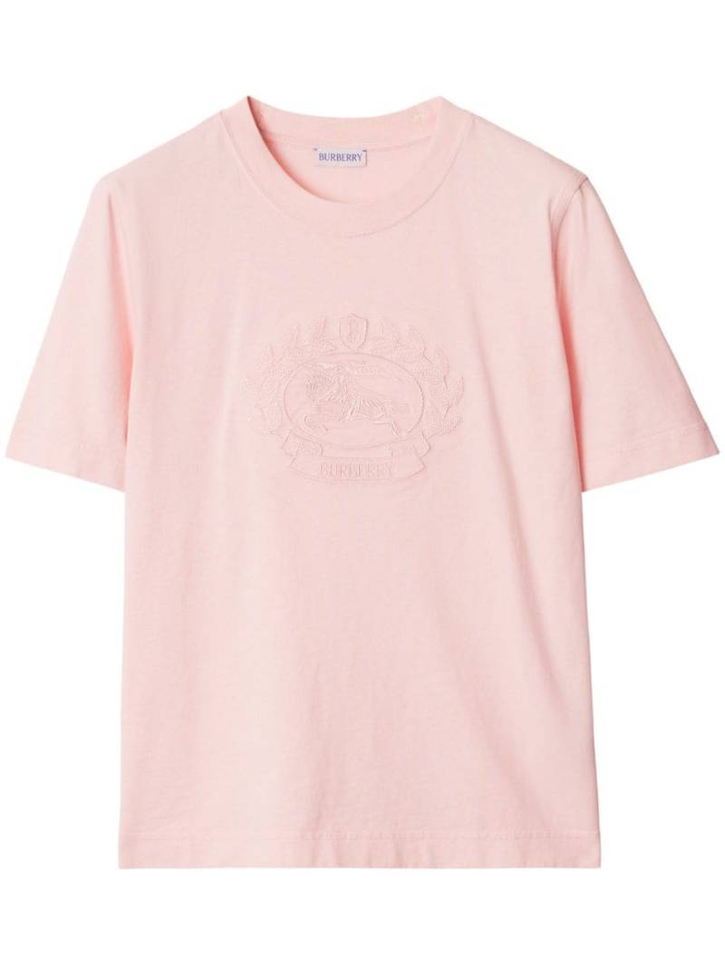 Burberry logo embroidered cotton t-shirt - Pink von Burberry