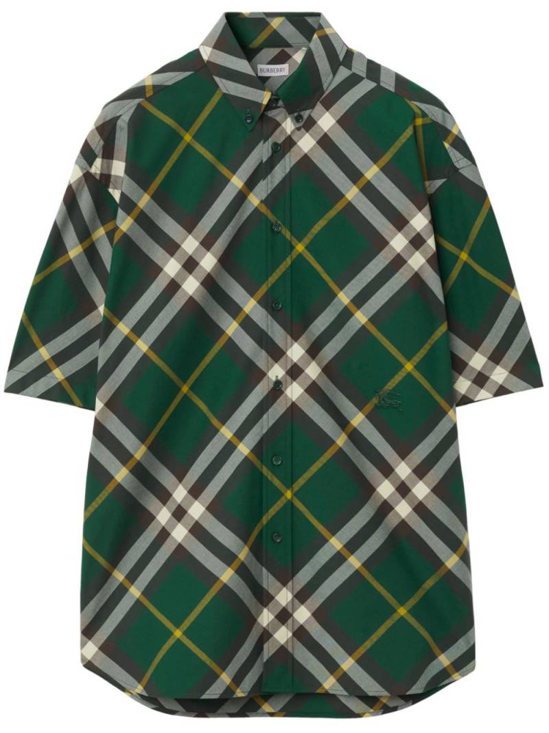 Burberry logo-embroidered plaid shirt - Green von Burberry