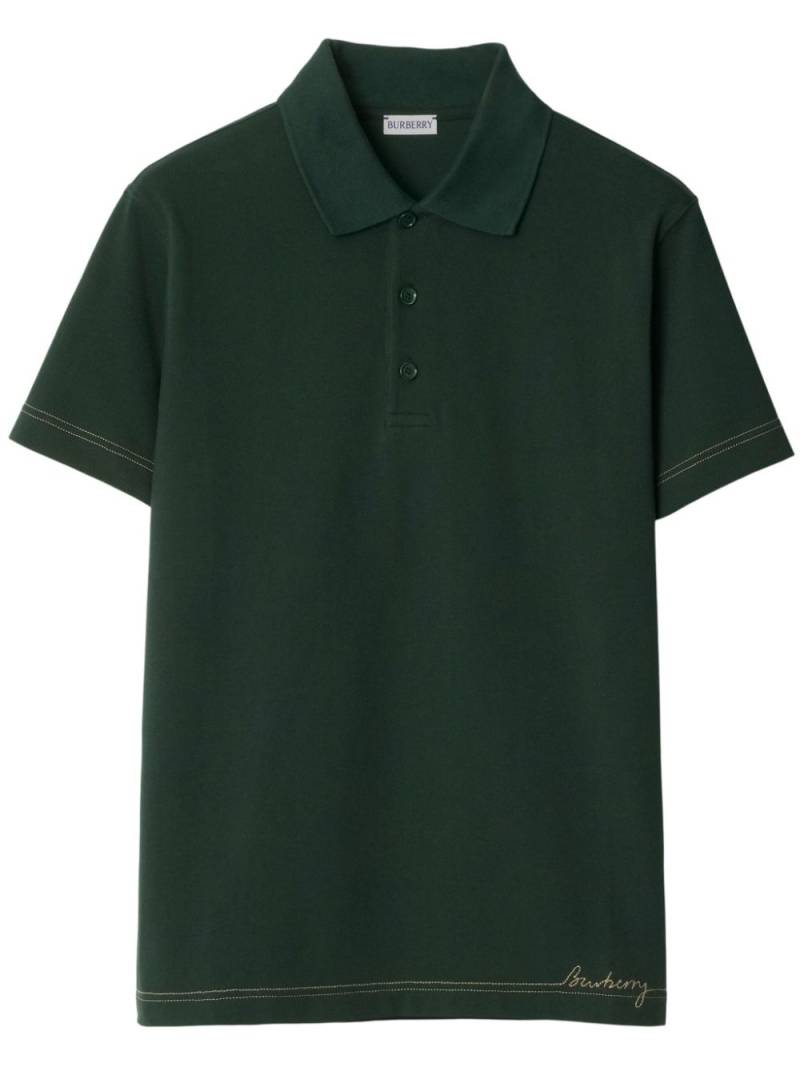 Burberry logo-embroidered polo shirt - Green von Burberry