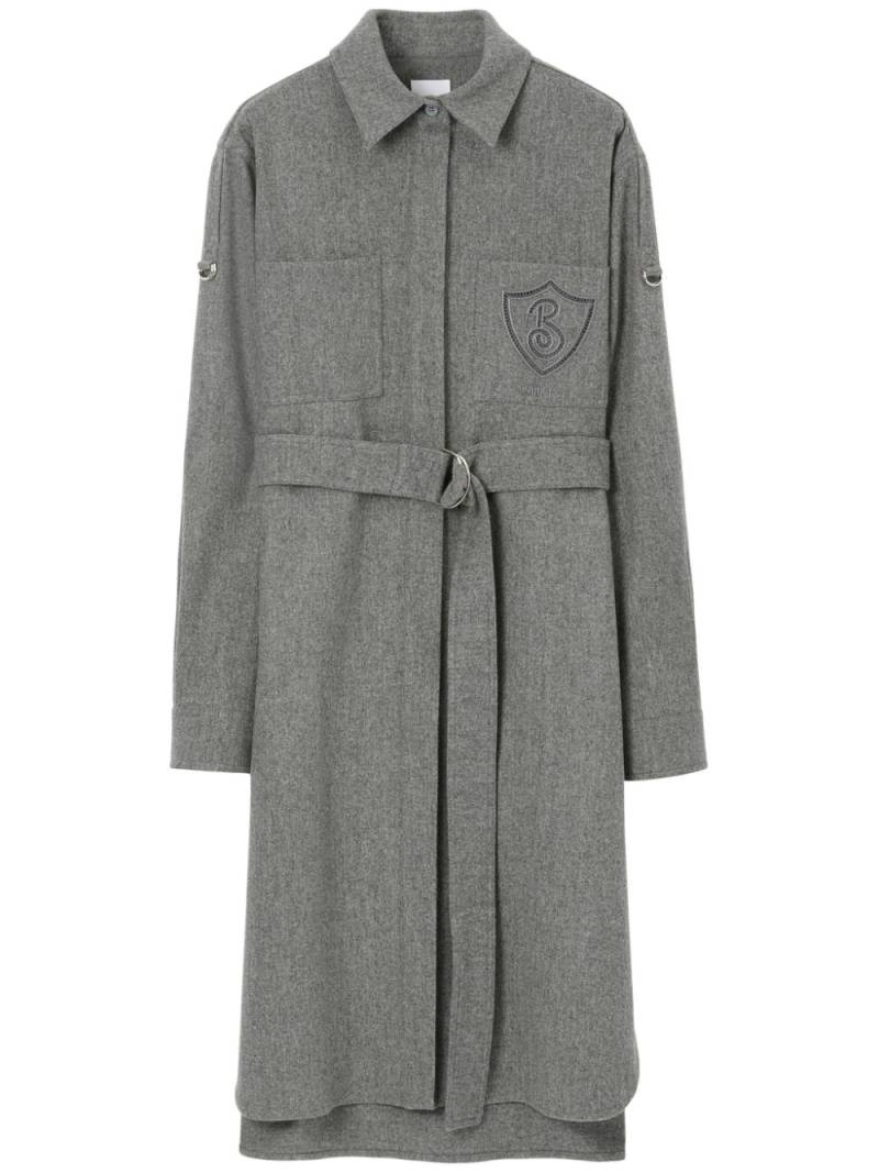 Burberry logo-embroidered shirt dress - Grey von Burberry