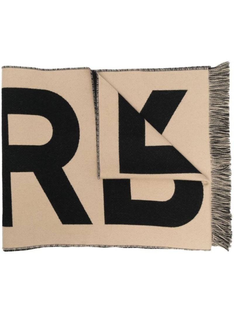 Burberry logo-jacquard wool scarf - Neutrals von Burberry