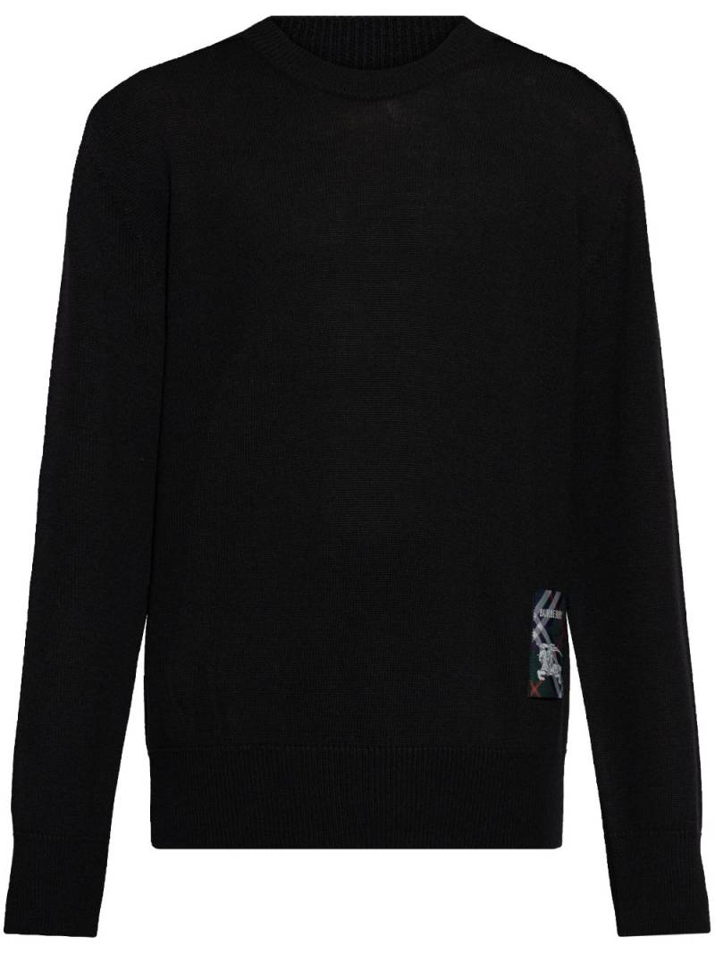 Burberry logo-patch knitted jumper - Black von Burberry