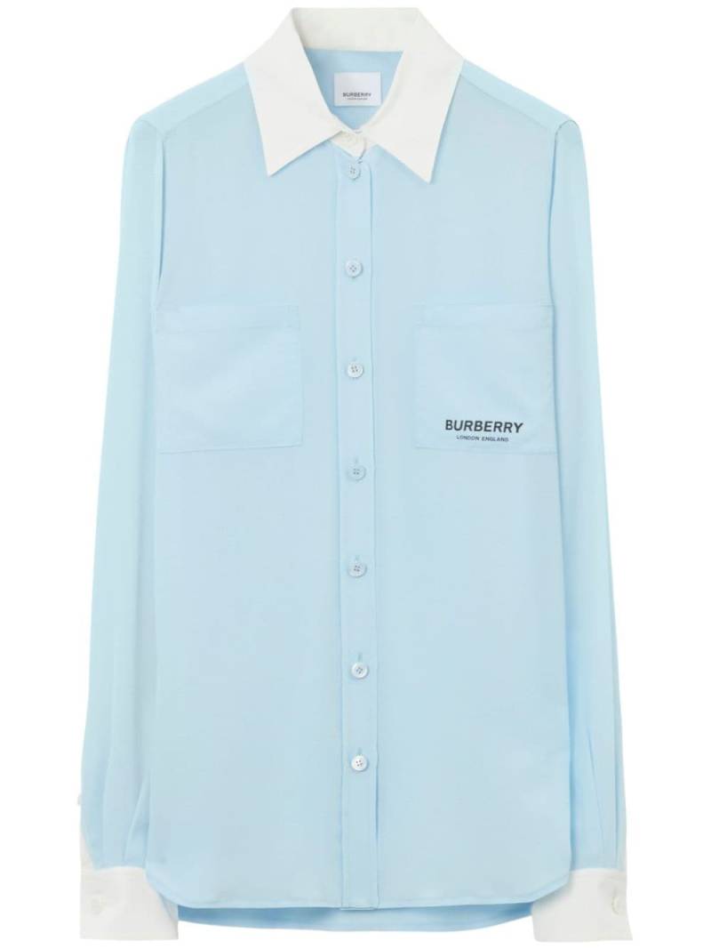 Burberry logo-print silk shirt - Blue von Burberry