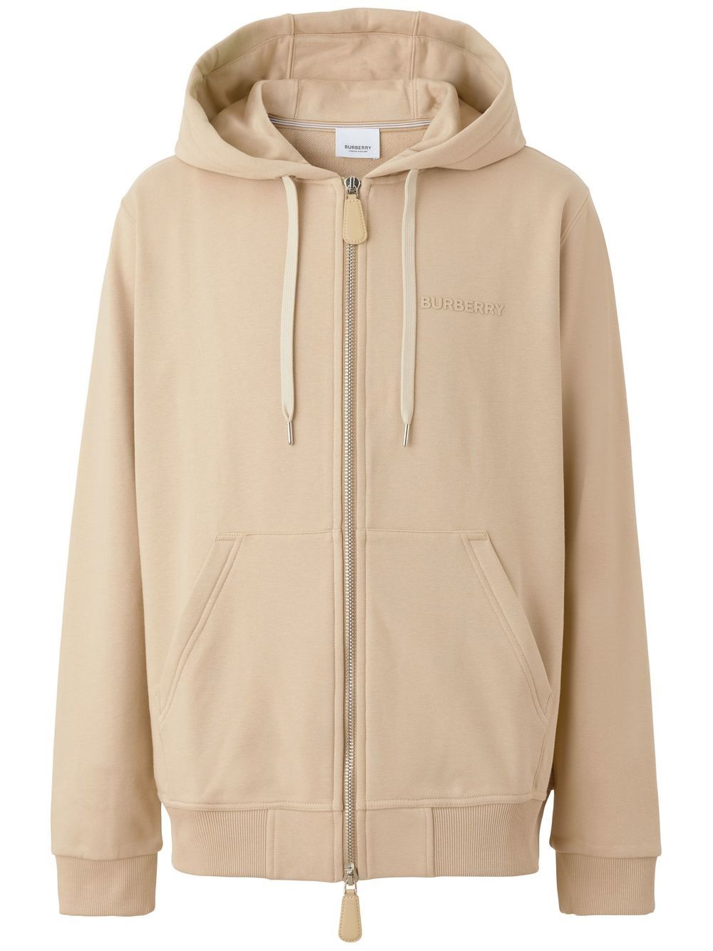 Burberry logo-print stretch-cotton zip-front hoodie - Neutrals von Burberry