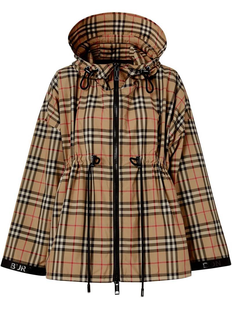 Burberry logo tape Vintage Check hooded jacket - Neutrals von Burberry