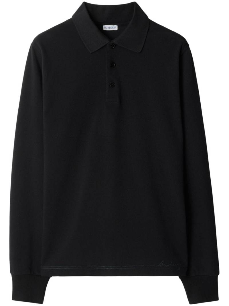 Burberry long-sleeve cotton polo shirt - Black von Burberry