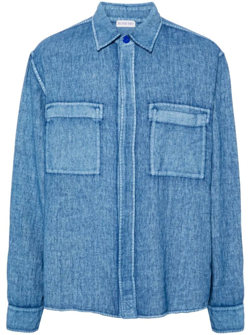 Burberry long-sleeve linen shirt - Blue von Burberry