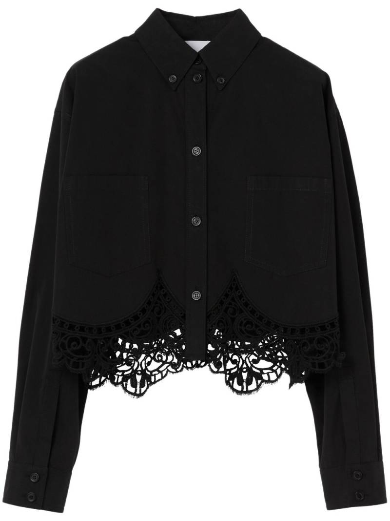 Burberry macramé cotton cropped shirt - Black von Burberry