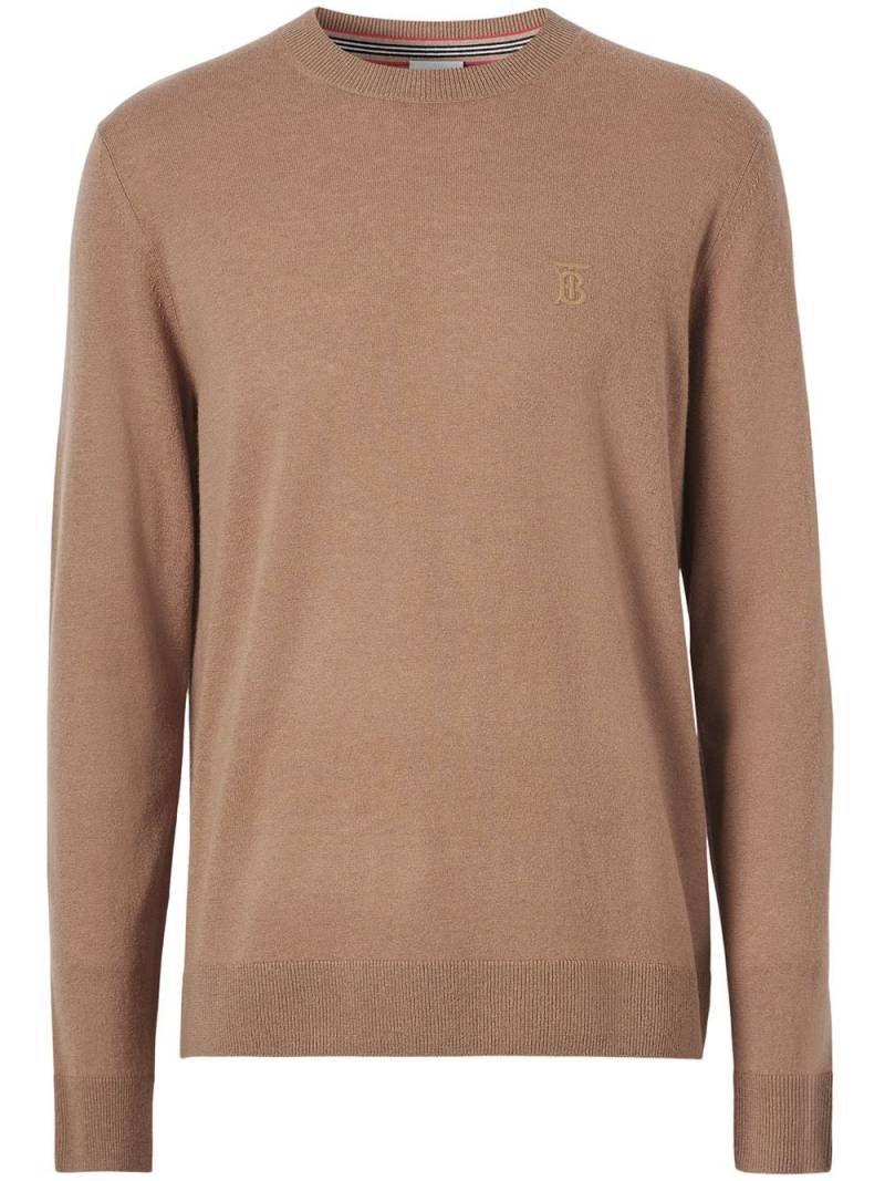 Burberry monogram-embroidered cashmere jumper - Brown von Burberry