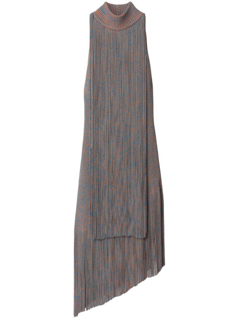 Burberry mouliné-yard fringed midi dress - Blue von Burberry