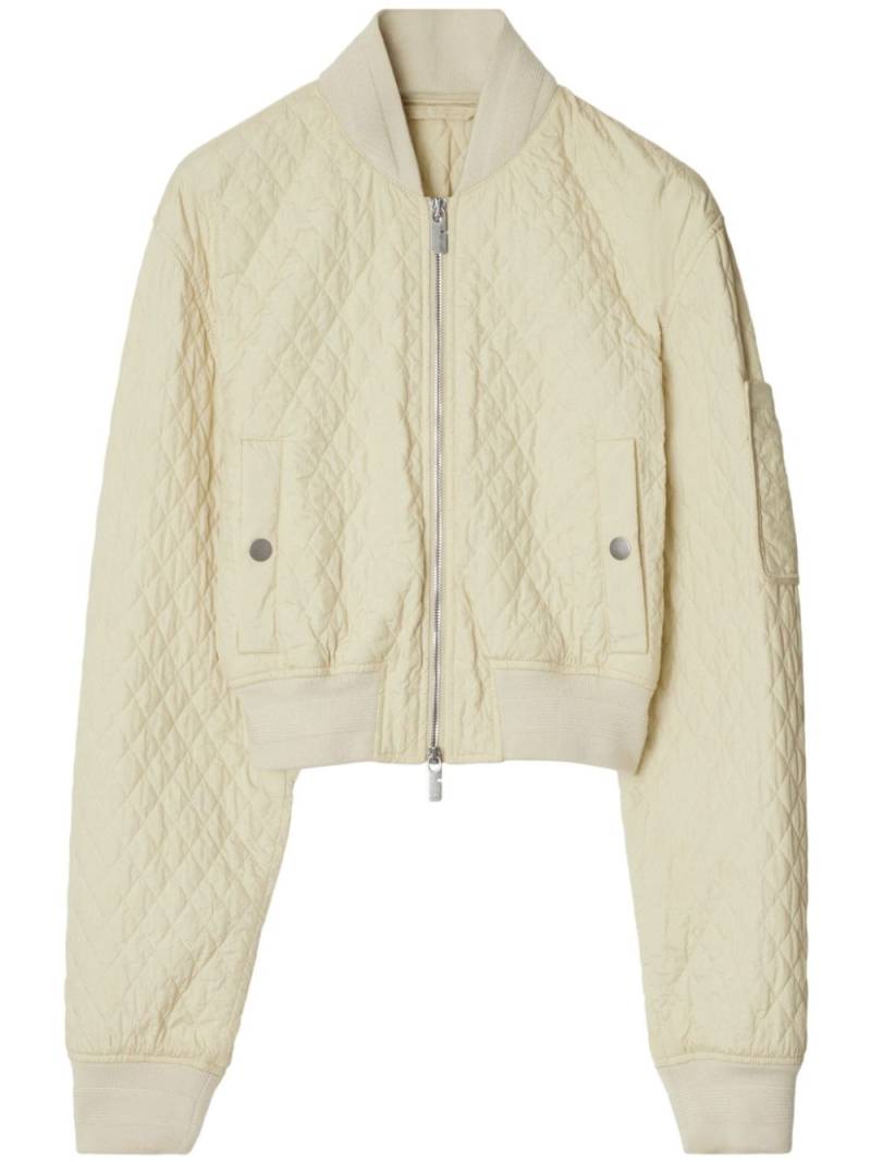 Burberry quilted cropped bomber jacket - Neutrals von Burberry