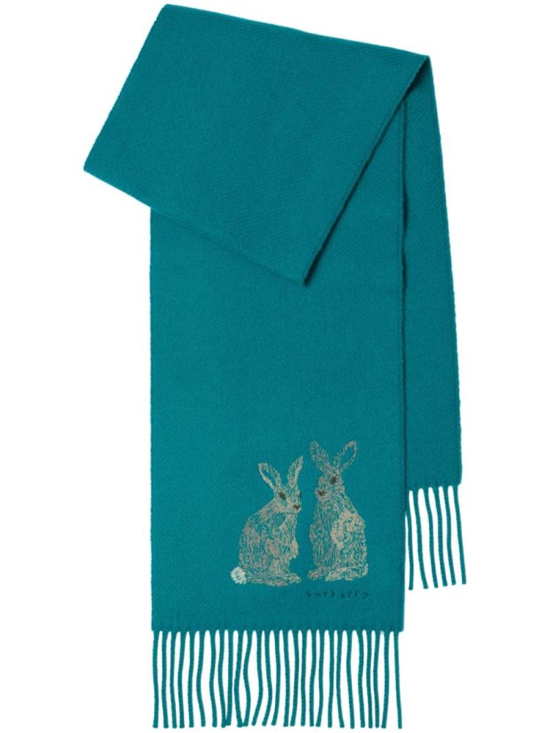 Burberry rabbit embroidery cashmere scarf - Blue von Burberry