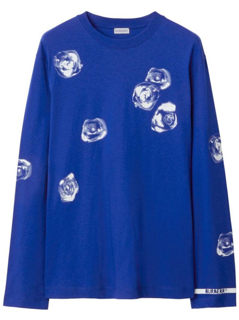 Burberry rose-print cotton T-shirt - Blue von Burberry