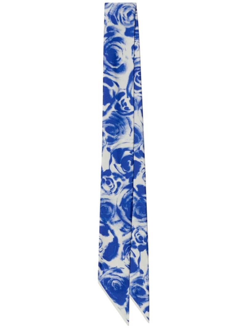 Burberry rose-print silk scarf - Blue von Burberry