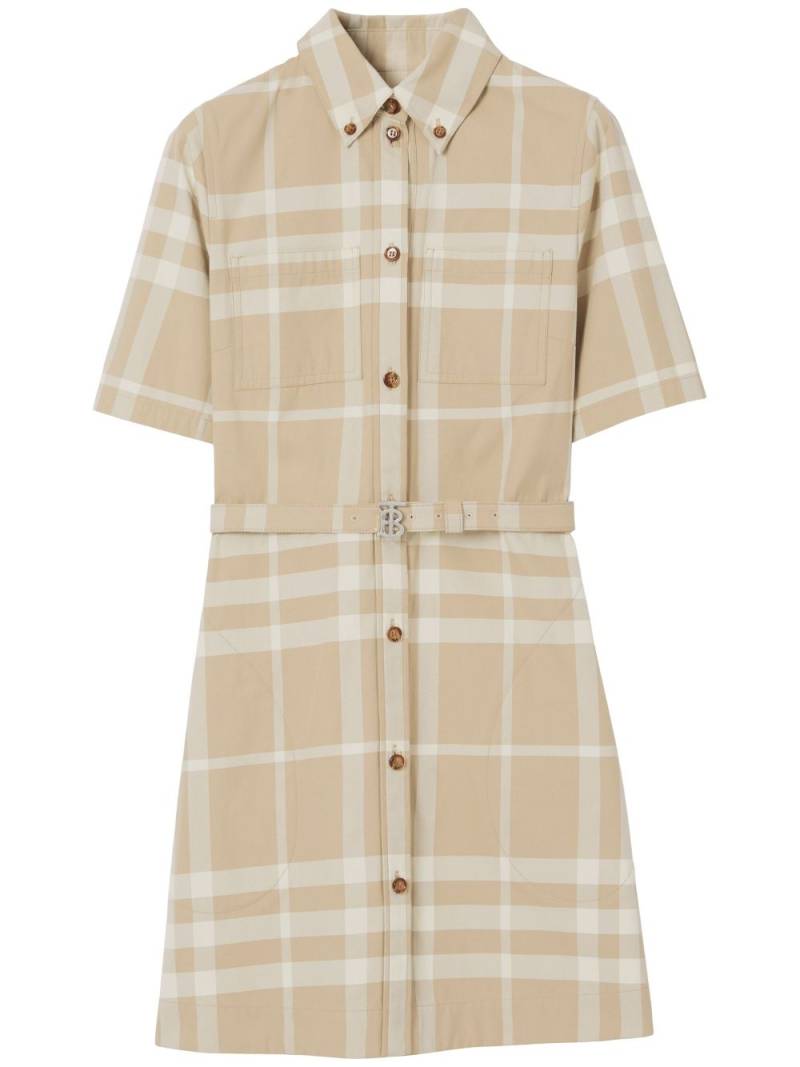 Burberry signature check-print cotton shirt dress - Neutrals von Burberry