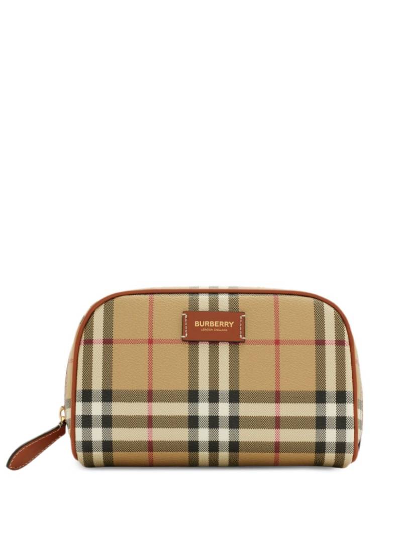 Burberry small check travel pouch - Neutrals von Burberry