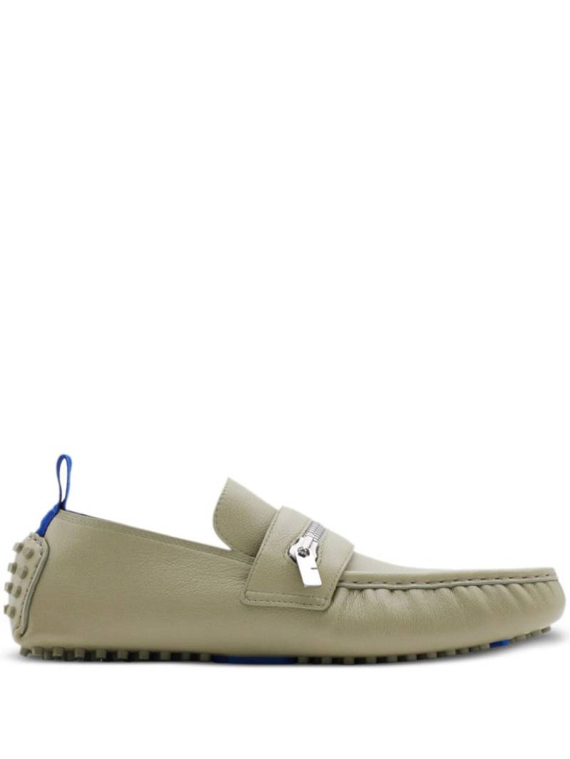 Burberry zip-detail leather loafers - Green von Burberry