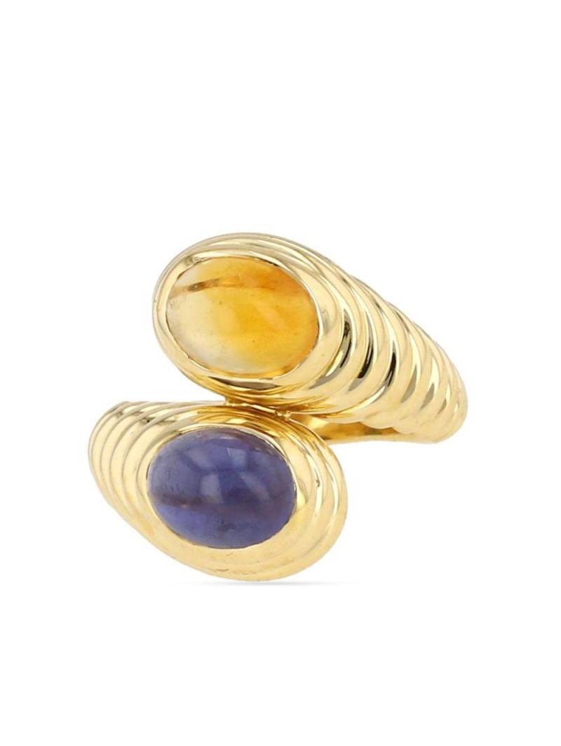 Bvlgari Pre-Owned 1980s 18kt yellow gold Doppio citrine and sapphire ring von Bvlgari Pre-Owned