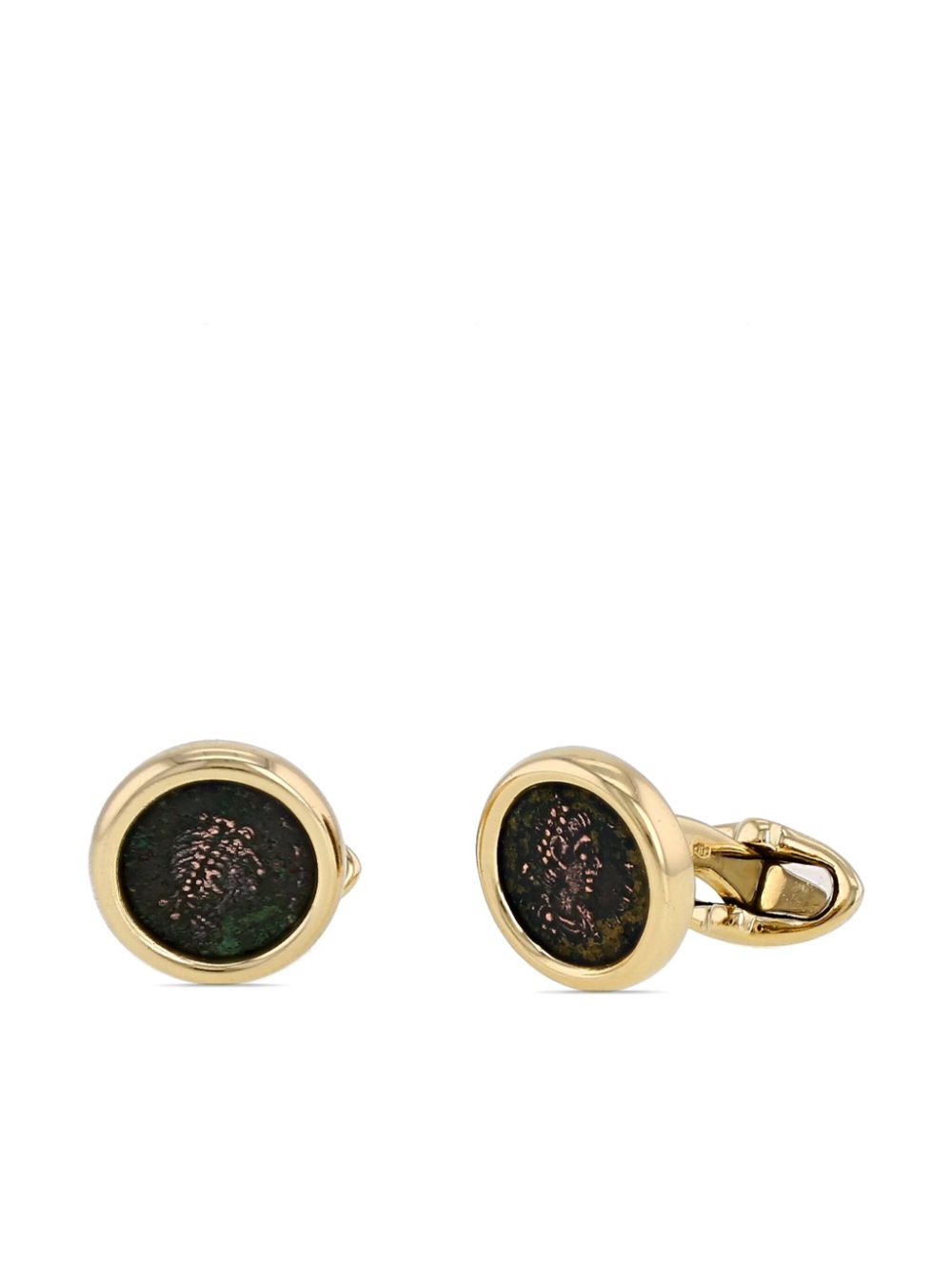 Bvlgari Pre-Owned 2010s 18kt yellow gold Monete bronze cufflinks von Bvlgari Pre-Owned