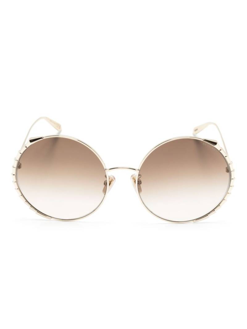 Bvlgari sculpted-trim round-frame sunglasses - Gold von Bvlgari