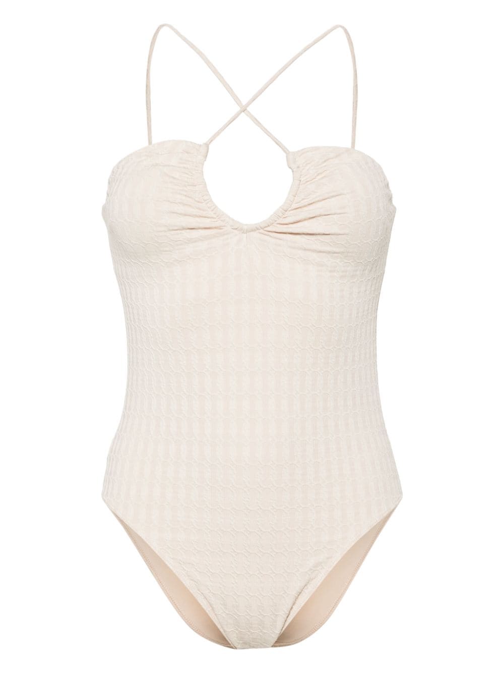 By Malene Birger Giabra monogram-jacquard swimsuit - Neutrals von By Malene Birger