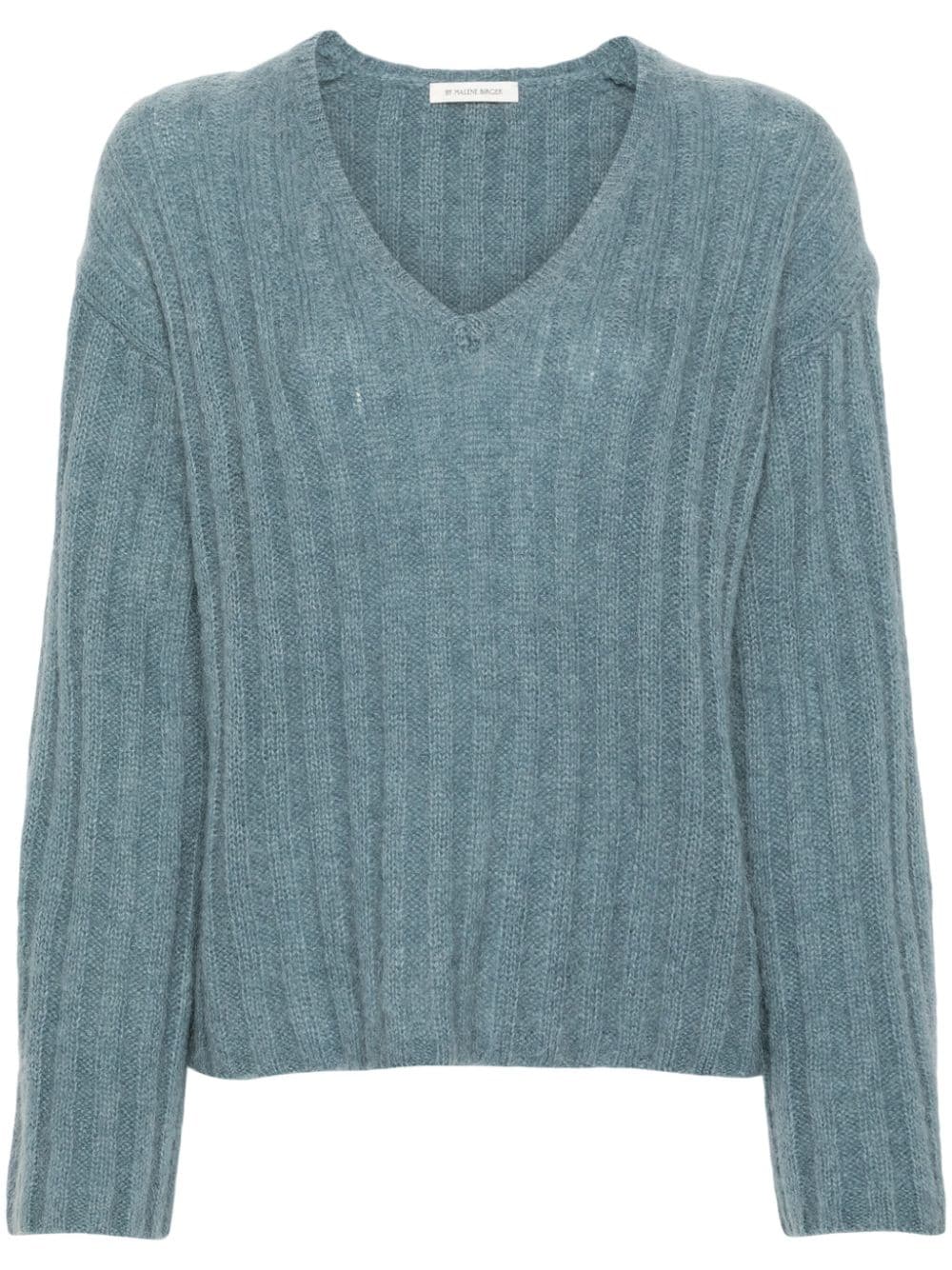 By Malene Birger v-neck chunky-ribbed jumper - Blue von By Malene Birger