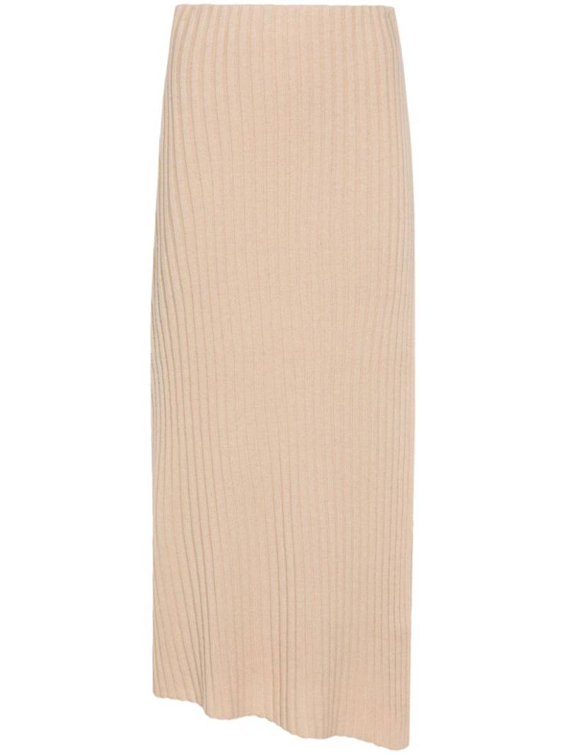 By Malene Birger chunky-ribbed asymmetric skirt - Neutrals von By Malene Birger