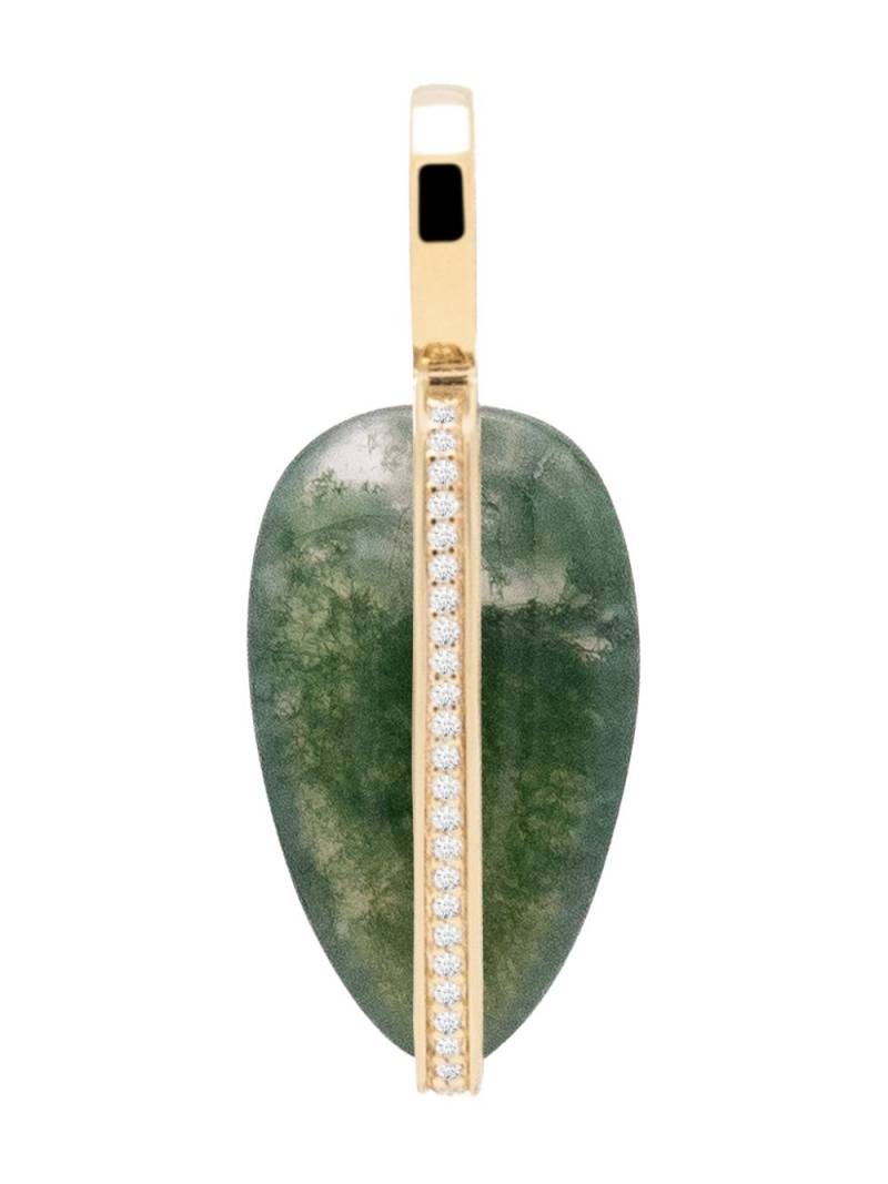 By Pariah 14k yellow gold small diamond and agate pendant - Green von By Pariah