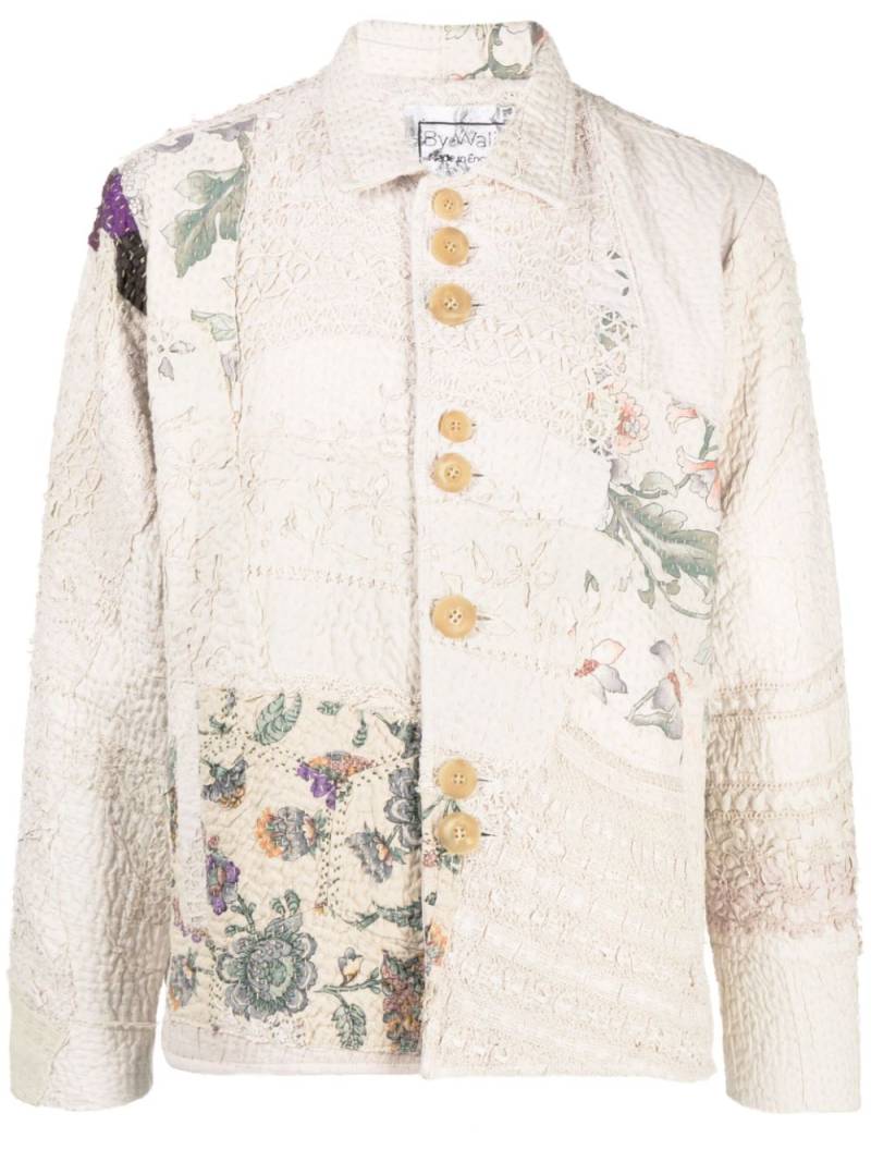 By Walid embroidered-patchwork cotton shirt jacket - Neutrals von By Walid