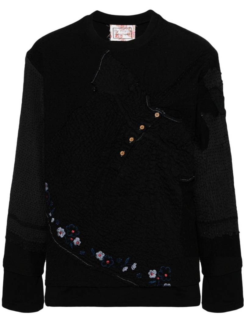 By Walid embroidered patchwork sweatshirt - Black von By Walid