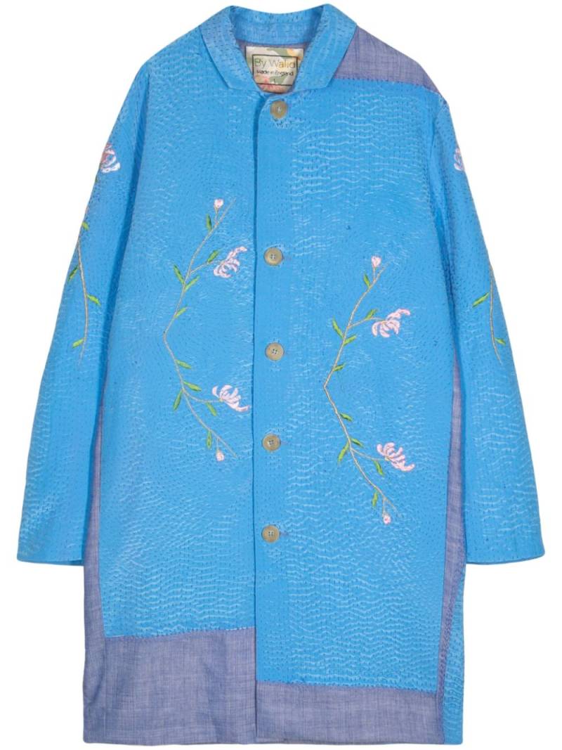 By Walid flower-embroidered cotton coat - Blue von By Walid