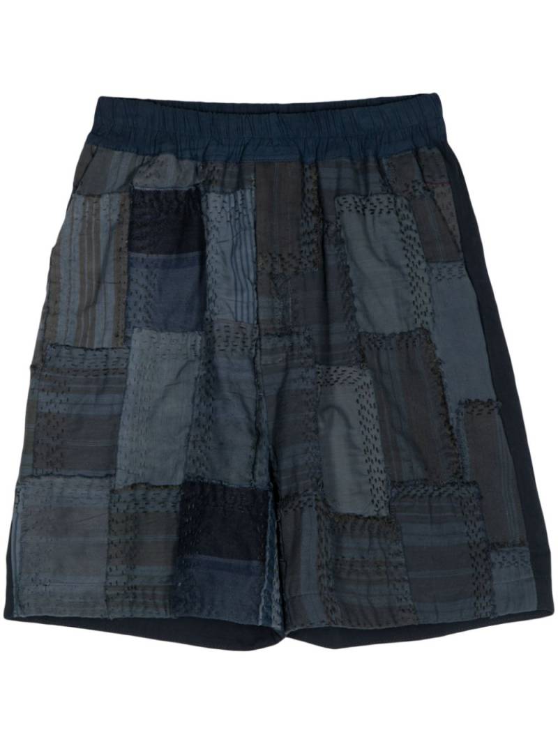 By Walid patchwork cotton bermuda shorts - Blue von By Walid