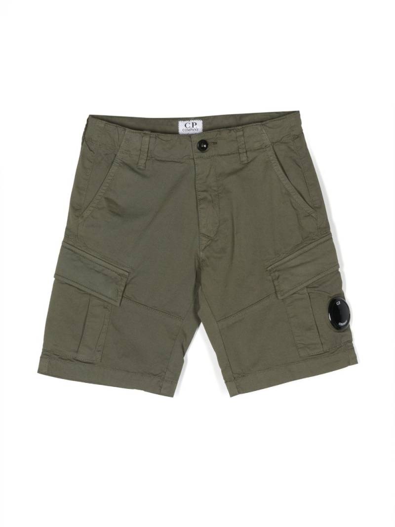 C.P. Company Kids logo-patch cotton shorts - Green von C.P. Company Kids