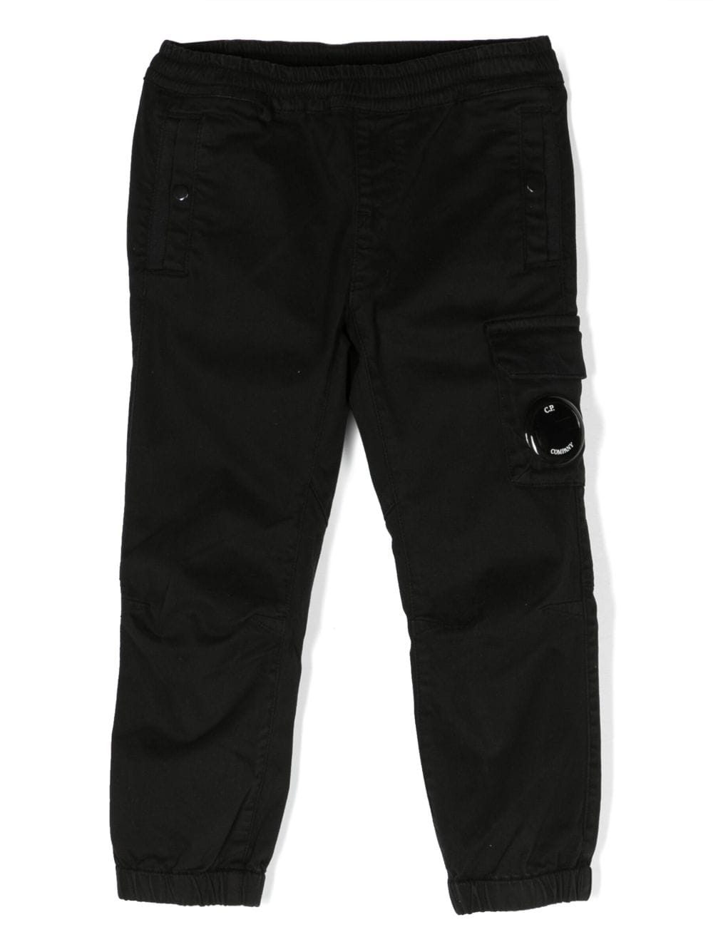 C.P. Company Kids logo-plaque cotton track pants - Black