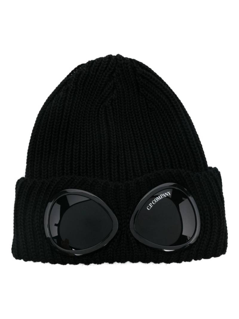 C.P. Company Goggles-detail ribbed beanie - Black von C.P. Company