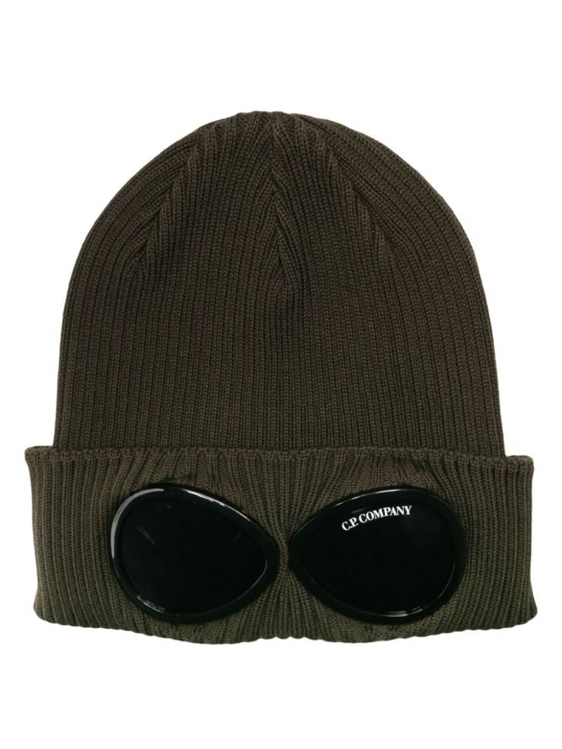 C.P. Company Goggles-detail ribbed beanie - Green von C.P. Company