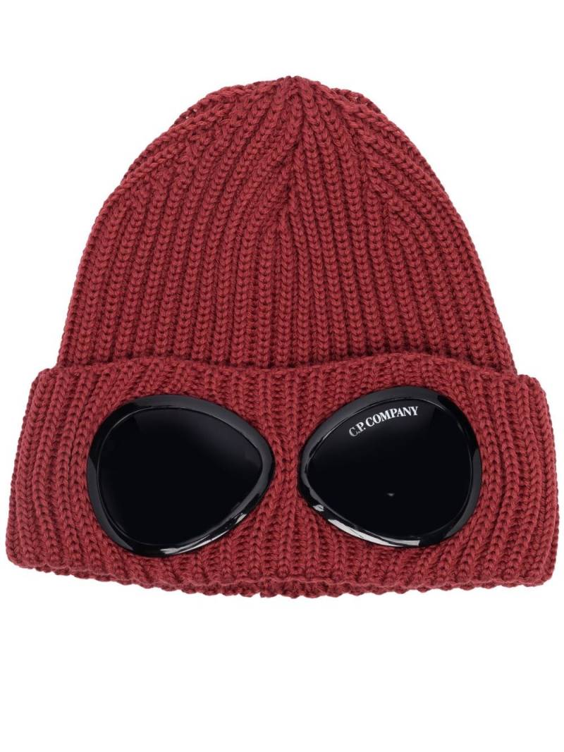 C.P. Company Goggles-detail ribbed wool beanie - Red von C.P. Company