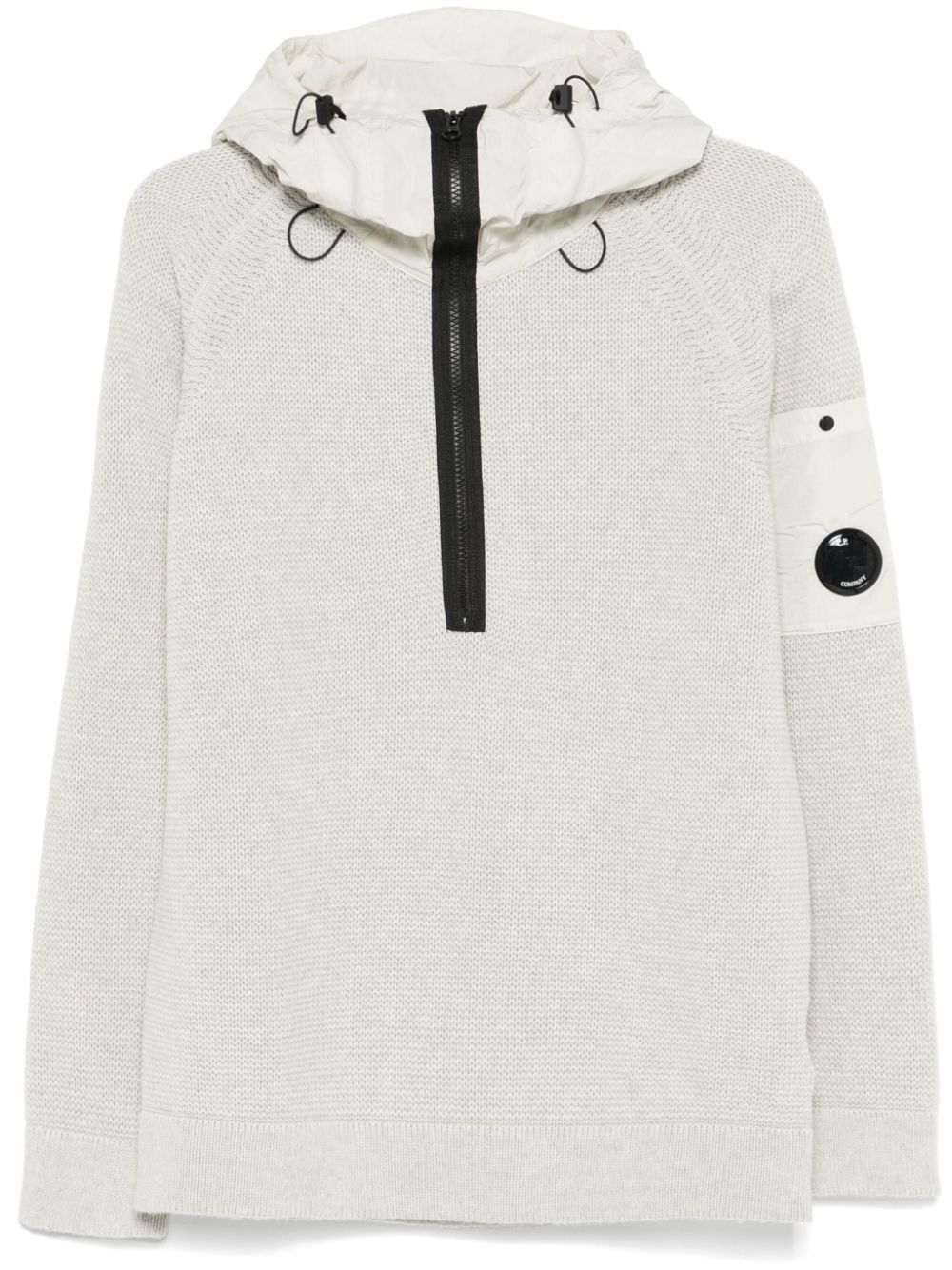 C.P. Company Lens-detail knitted hoodie - Neutrals von C.P. Company