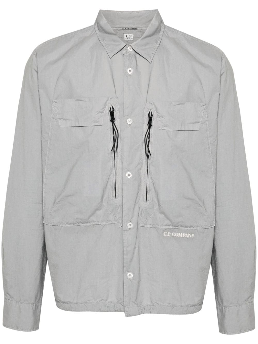 C.P. Company embroidered-logo poplin shirt - Grey von C.P. Company