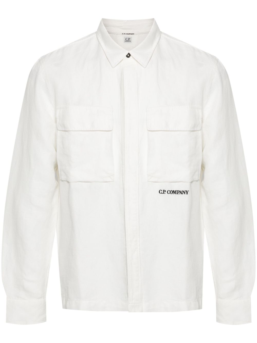 C.P. Company embroidered-logo twill shirt - White von C.P. Company