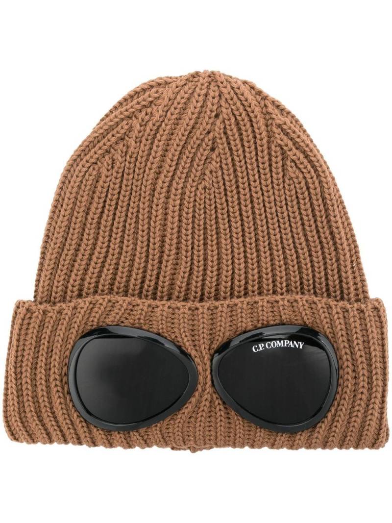 C.P. Company goggle-detail knit beanie - Brown von C.P. Company