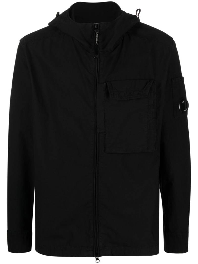 C.P. Company hooded cotton zip-up shirt - Black von C.P. Company