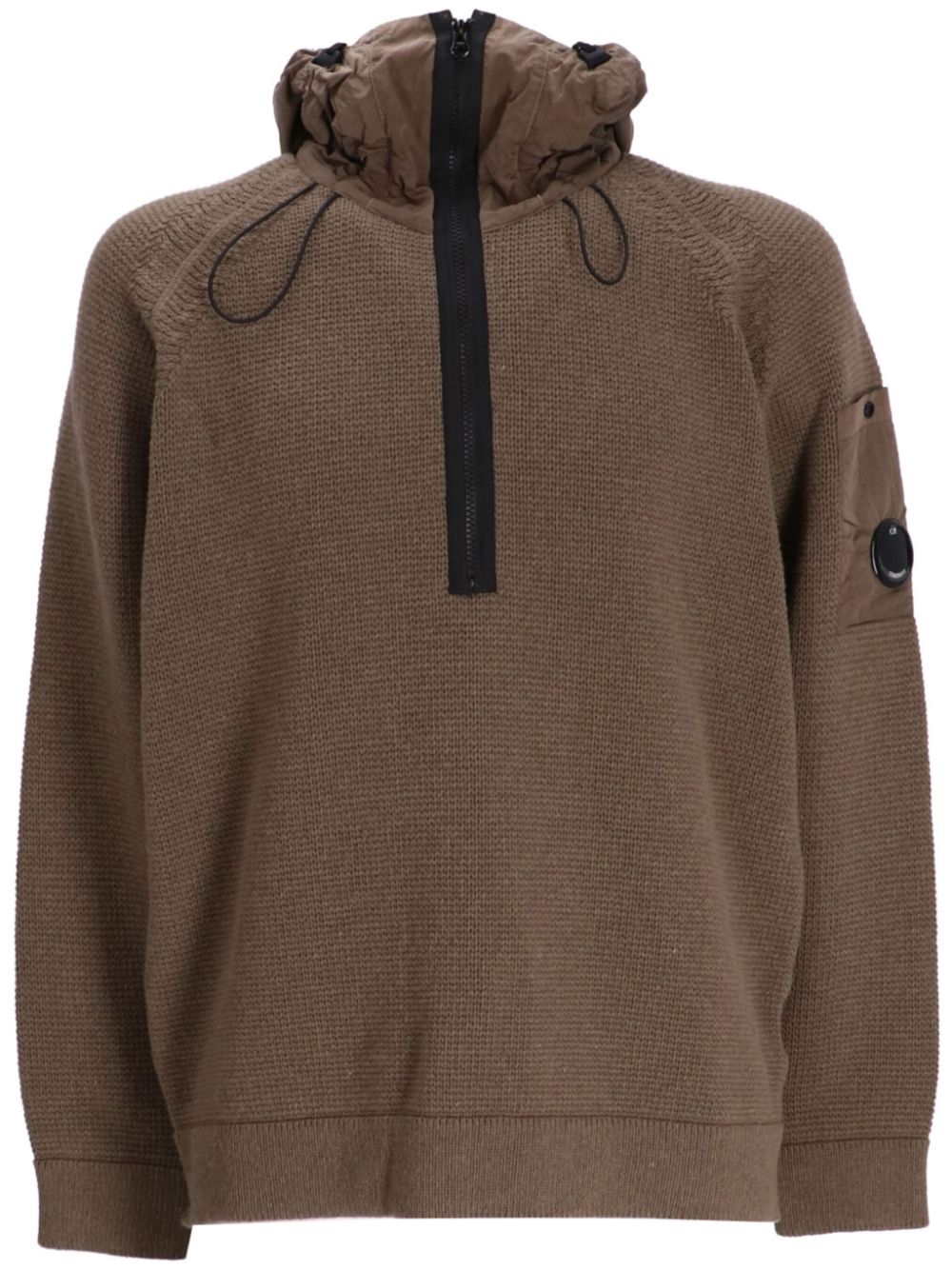 C.P. Company Lens-detail knitted hoodie - Neutrals von C.P. Company