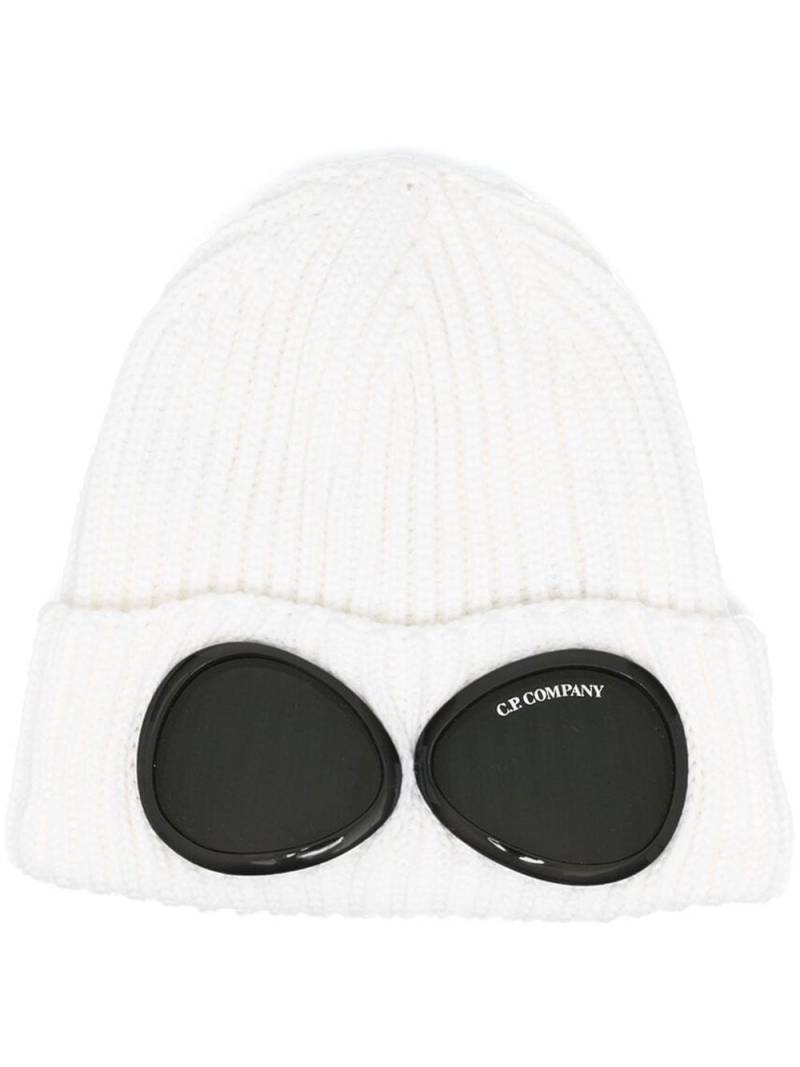 C.P. Company lens-detail wool beanie - White von C.P. Company